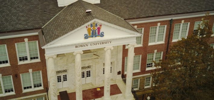An aerial photograph of Rowan University's Bunce Hall.