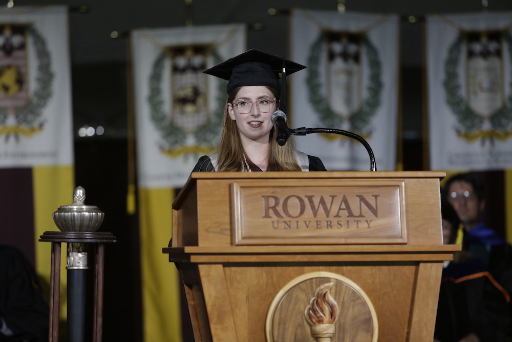 Kathryn speaks at commencement.
