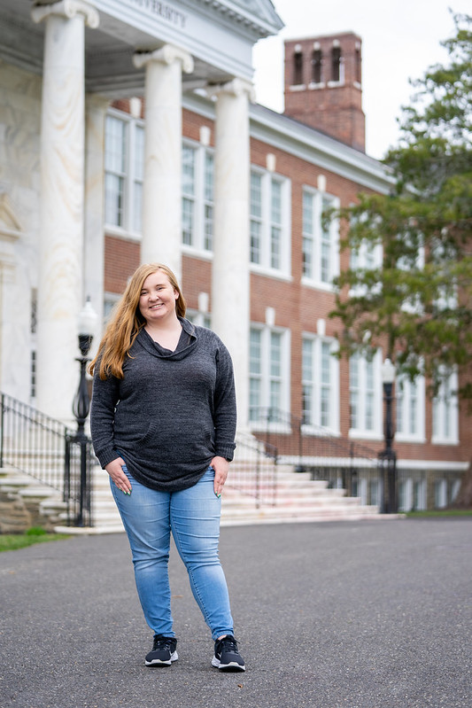 Rachael poses in front of Bunce Hall.