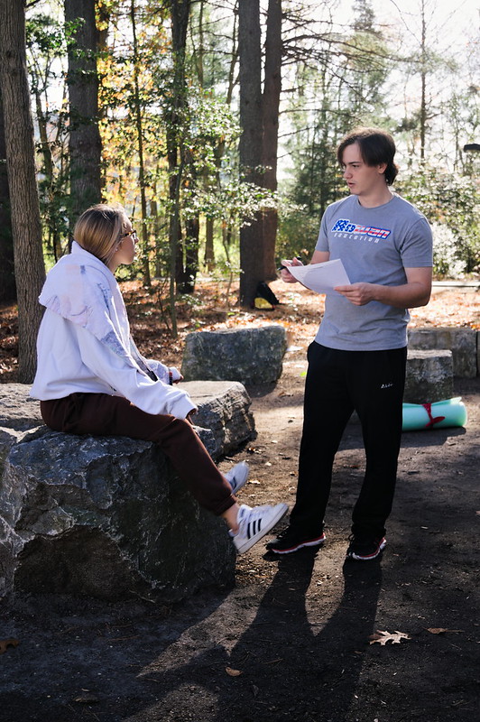 Gabriel Sherry works with another WFR student during the outdoor scenario. 