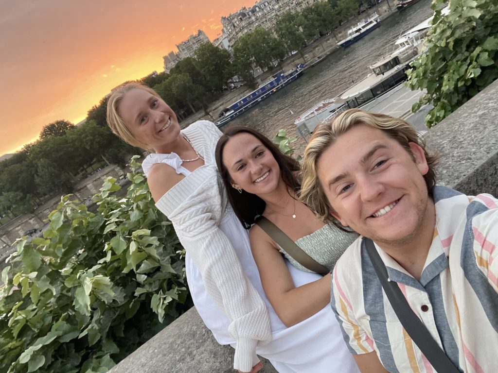 Mark Bosma in Paris, France with abroad friends, Caroline and Natalie. 